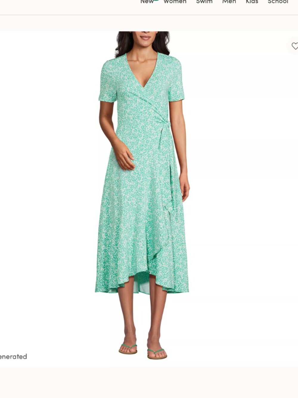 NWT Lands End Women's Plus Size Cotton Modal V-neck Wrap Midi Dress